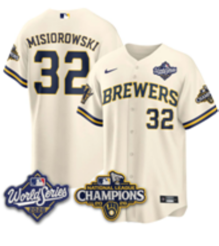 Youth Milwaukee Brewers #32 Misiorowski cream Nike 2026 World Series jersey 10210